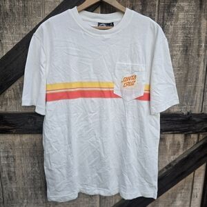 Santa Cruz Skateboards White Tee with Red and Yellow Accents